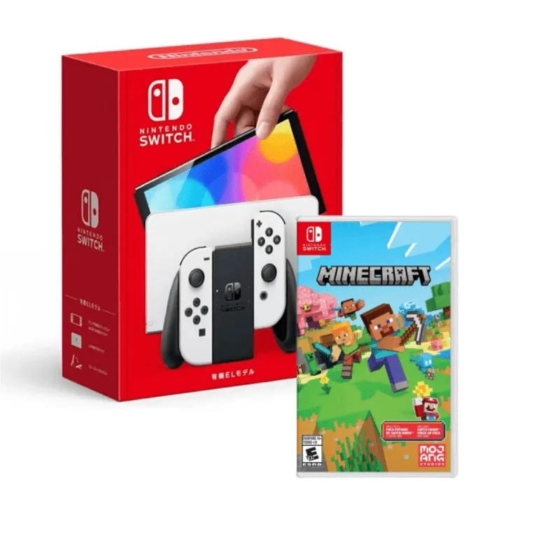 Pack Consola Switch Oled Blanca con juego Minecraft