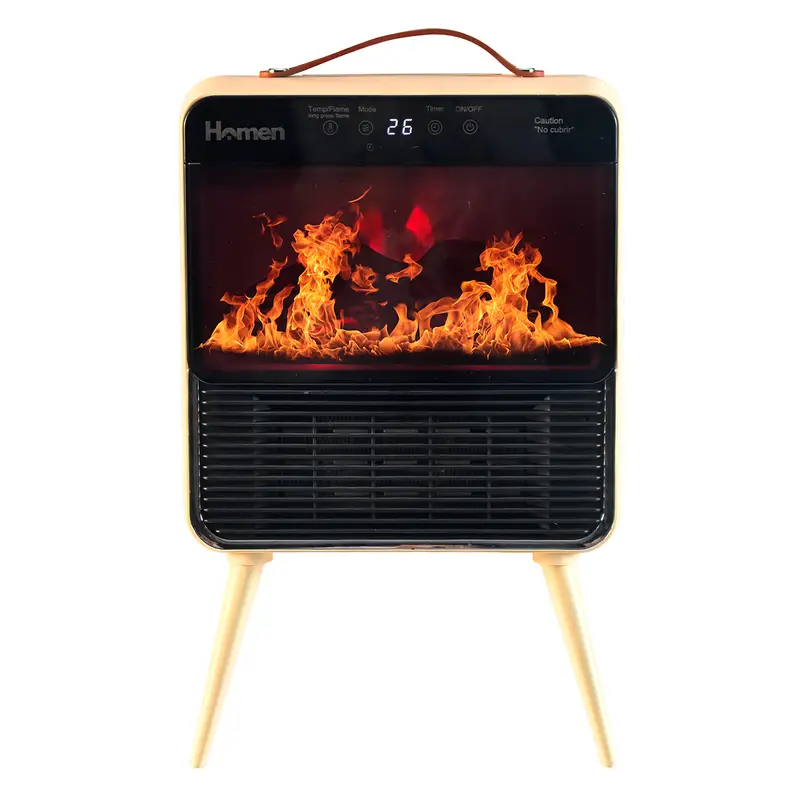 Estufa Calefactor Eléctrico Retro Chimenea 1800W con Efecto Llama