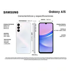 SAMSUNG SMARTPHONE GALAXY A15 LTE 128GB4GB LIGHT AZUL LIBERADO