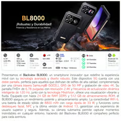 BLACKVIEW BL8000 - CELULAR RESISTENTE TODO TERRENO DUALSIM 5G IP68 IP69K Y MIL-STD-810H