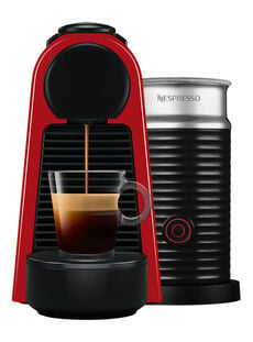 NESPRESSO CAFETERA CÁPSULAS ESSENZA MINI D30 ROJA ESPUMADOR DE LECHE