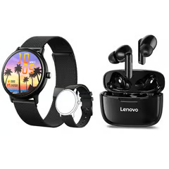 LENOVO RELOJ INTELIGENTE RESISTENTE AL AGUA Y86 NEGRO  COMBO XT90