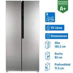 MABE REFRIGERADOR SIDE BY SIDE NO FROST 511 LITROS INOX MSC518LKRSS0