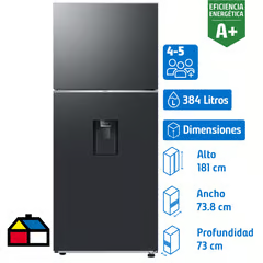 SAMSUNG REFRIGERADOR TOP FREEZER NO FROST 384 LITROS BLACK DOI RT38CG6720B1ZS