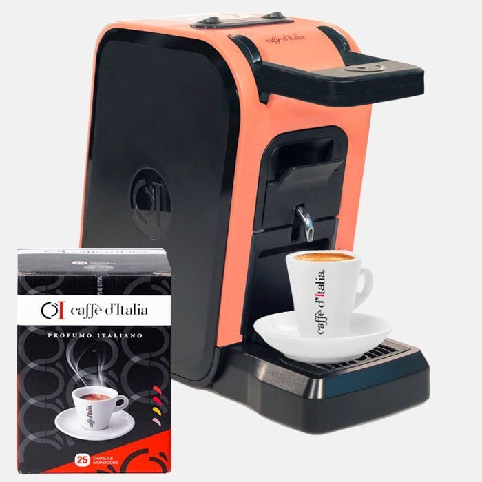 CAFFE D'ITALIA CAFETERA BIRBA NARANJA + 25 CÁPSULAS