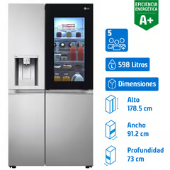 LG REFRIGERADOR SIDE BY SIDE NO FROST 598 LITROS NOBLE STEEL LS66SXNC