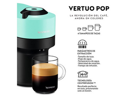 NESPRESSO COMBO CAFETERA NESPRESSO CÁPSULA VERTUO POP VERDE AGUA + ESPUMADOR