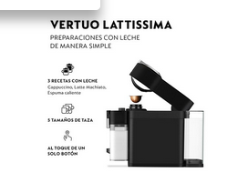 NESPRESSO CAFETERA NESPRESSO CÁPSULA VERTUO LATTISSIMA NEGRO