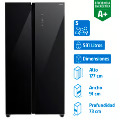 MABE REFRIGERADOR SIDE BY SIDE NO FROST 581 LITROS BLACK GLASS MSC631LKLNG0