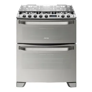 FENSA COCINA A GAS 5 PLATOS FENSA EXPERIENCE CON DOBLE HORNO Y TIMER DIGITAL 76 DXT INOX 