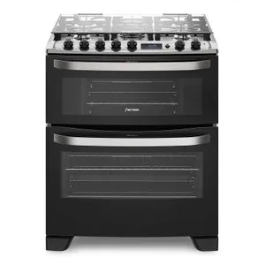 FENSA COCINA A GAS 5 PLATOS FENSA EXPERIENCE CON DOBLE HORNO Y TIMER DIGITAL 76 DBT NEGRA 