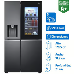 LG REFRIGERADOR SIDE BY SIDE NO FROST 598 LITROS NEGRO MATTE STEEL LS66SXTC