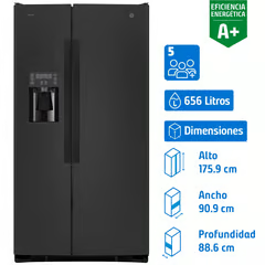 GENERAL ELECTRIC REFRIGERADOR SIDE BY SIDE NO FROST 656 LITROS BLACK STEEL GRC26FGMFPS