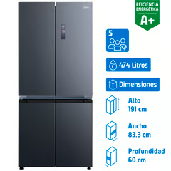 MIDEA REFRIGERADOR PERFECT FIT MULTIDOOR NO FROST 474 LITROS GREY MDRMD706BIE70