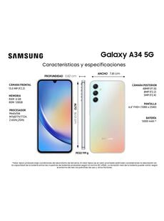 SAMSUNG SMARTPHONE GALAXY A34 128GB6GB 5G PLATA LIBERADO