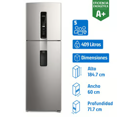 FENSA REFRIGERADOR TOP FREEZER NO FROST 409 LITROS SILVER IW45S