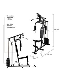 ATLETIS HOME GYM MULTIFUNCIONAL XTREME FORCE 45 KG CON POLEAS